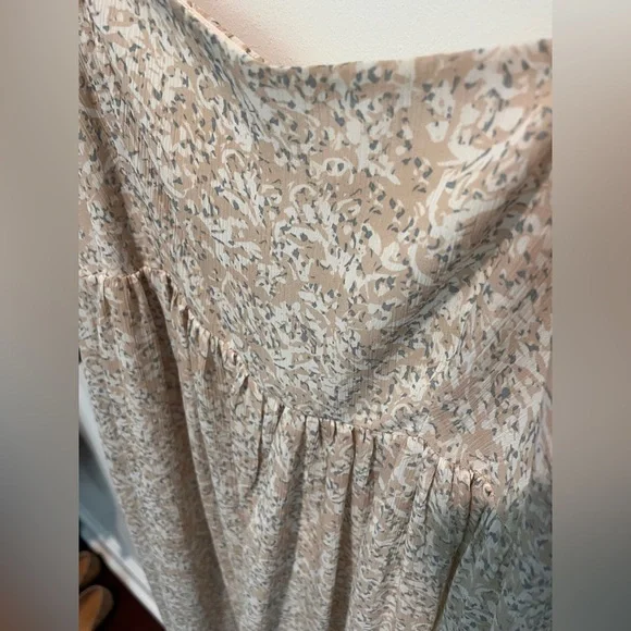 Pinkblush Beige Chiffon Printed Square Neck Empire Maxi Dress - Picture 3 of 5